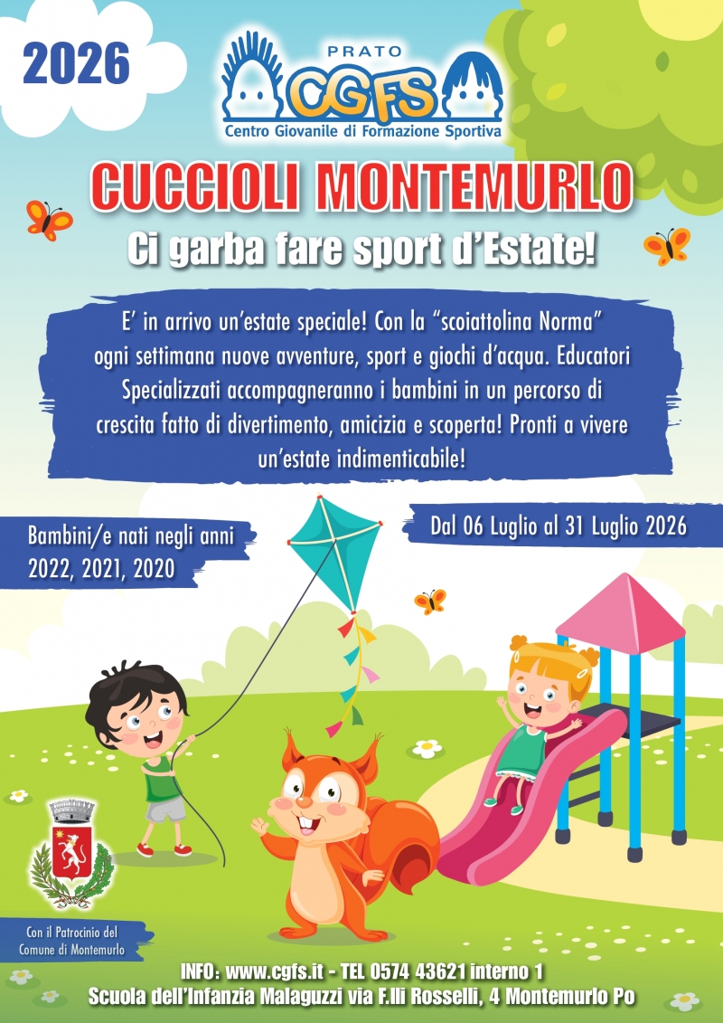 Al via alle iscrizioni per il centro estivo �Cuccioli Montemurlo, ci garba fare sport d�estate�